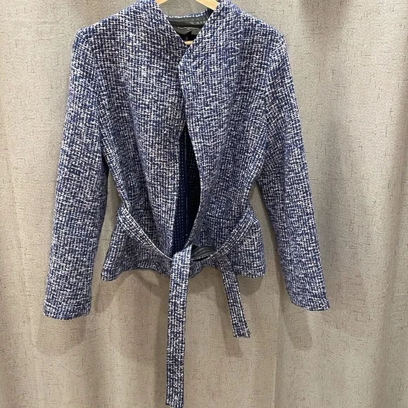 Banana Republic Blue and White Tweed Jacket Size 10 - Picture 10 of 16